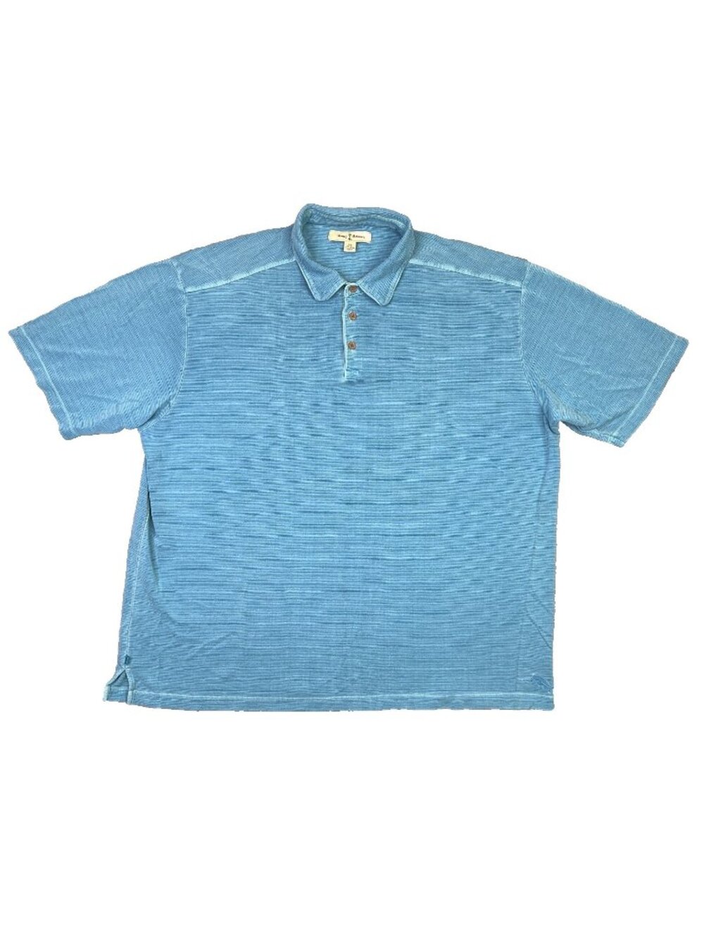 Tommy Bahama Polo Shirt Mens 2XL XXL Blue Short Sleeve Pigment Dyed Silk Blend